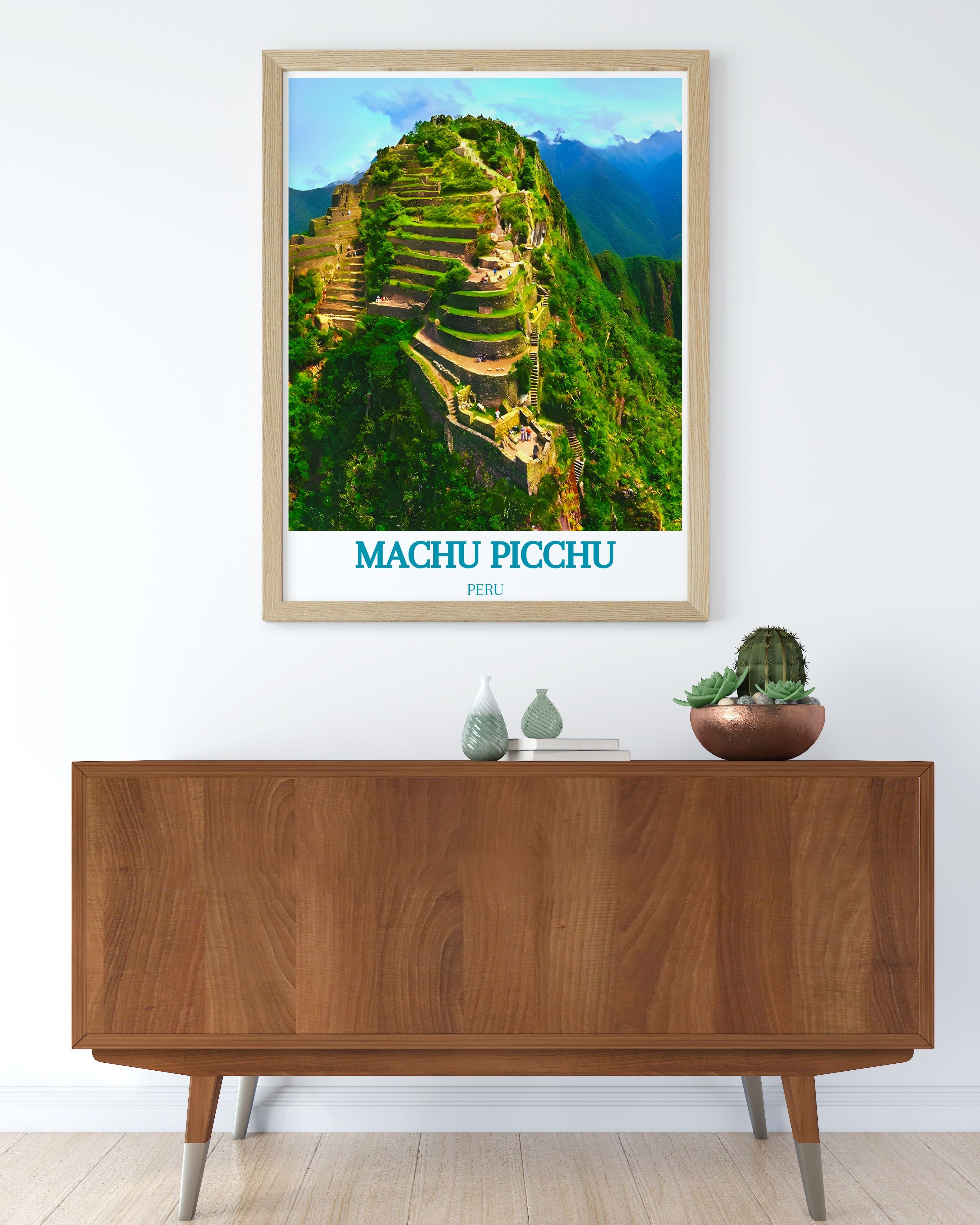 Machu Picchu Travel Art  - Huayna-Picchu  Home Decor - Peru Living Room Decor